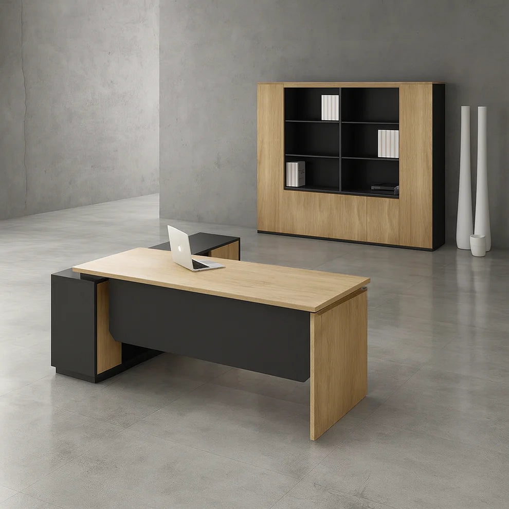 Desk 200*80*75 CM - Wooden and Black - AZ120119