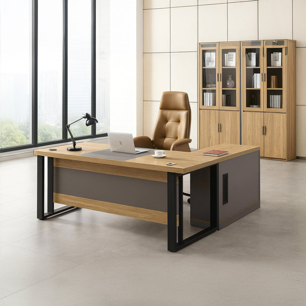 Desk 180 x 60 x 75 - wooden and black - AZ1275