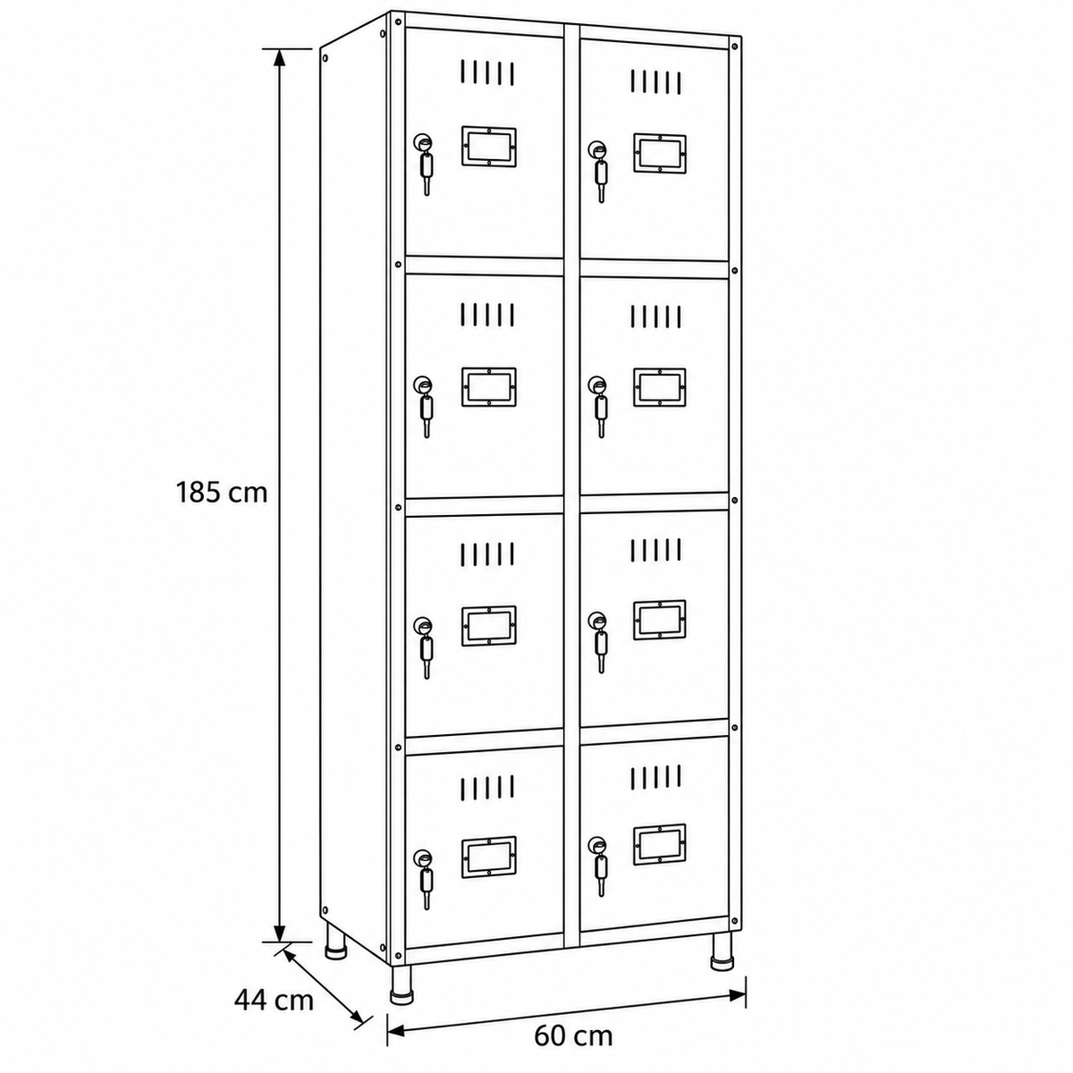 لوكر معدني بمقبض غاطس – 2×4 – 60 × 44 × 185 سم – AZ50101
