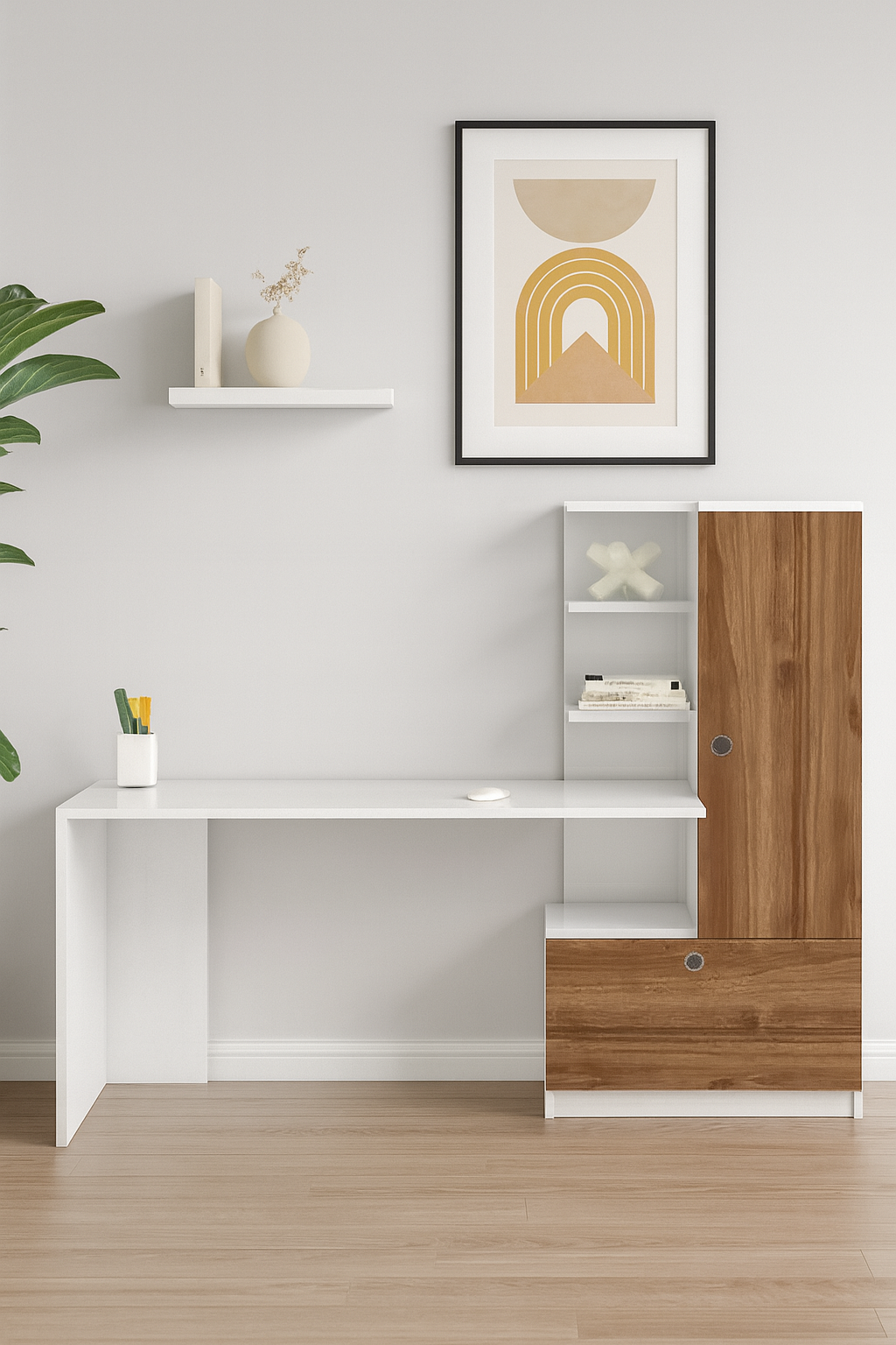 Desk 140 x 50 x 140 cm - Brown and White - AZ1072