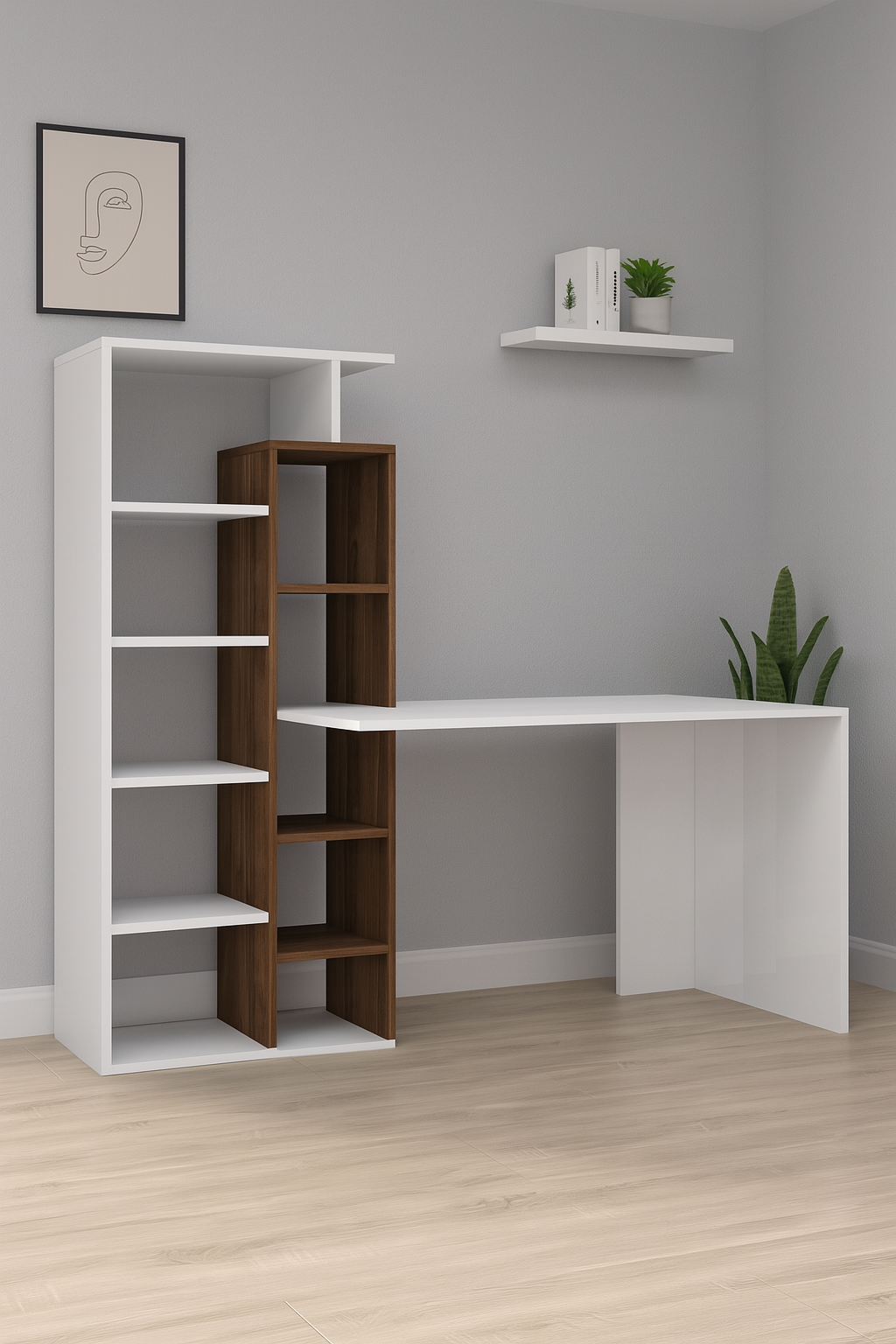 Desk 140 x 50 x 130 cm - White and Brown - AZ1010