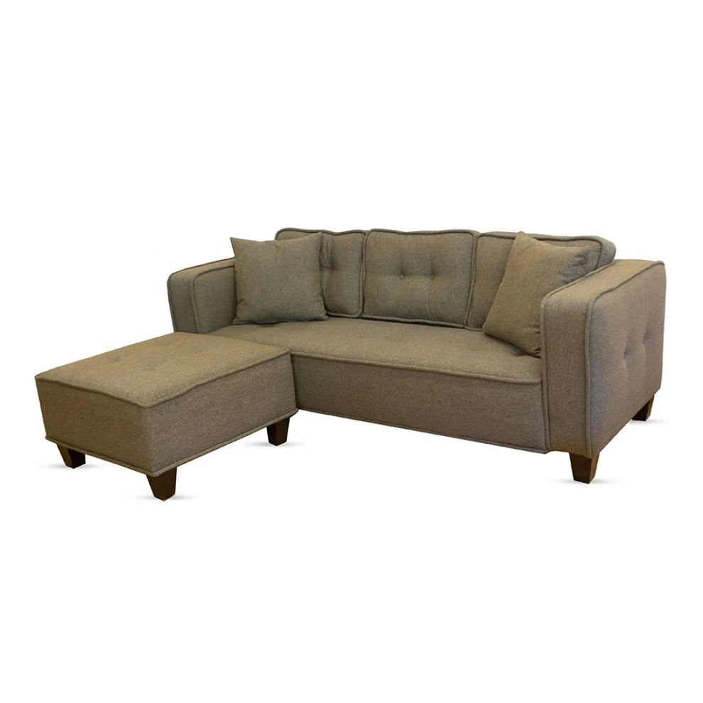Modern Sofa + Pouf (Beech Wood, Plywood, Pine) – Color :Dark Beige- Marassi