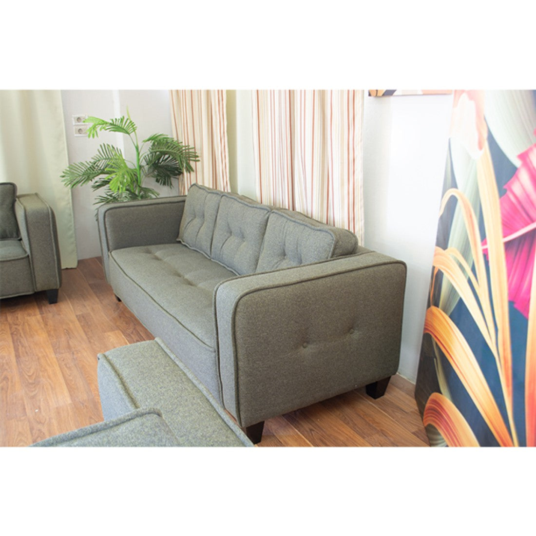 Modern Sofa Set 4 Pieces (Beech Wood, Plywood, Pine) – Color: Gray – Marassi