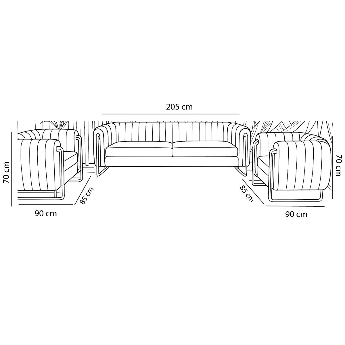 Office Sofa Set – Black Leather with Musky and mdf Wood - JUBAIL