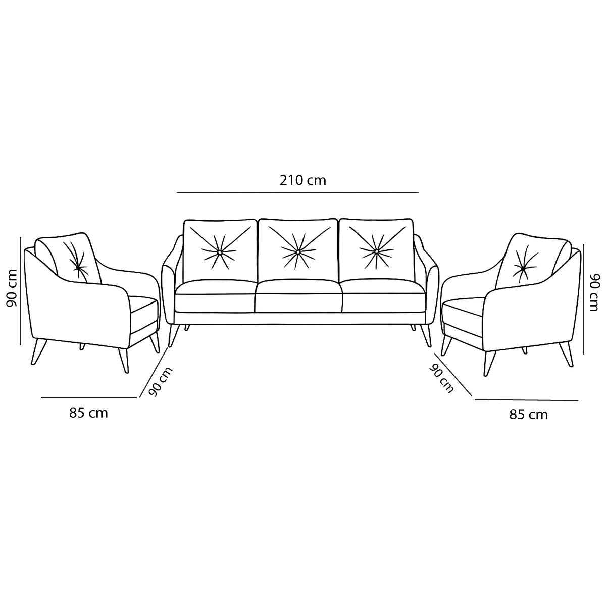 Office Sofa Set – Black - RIYADH