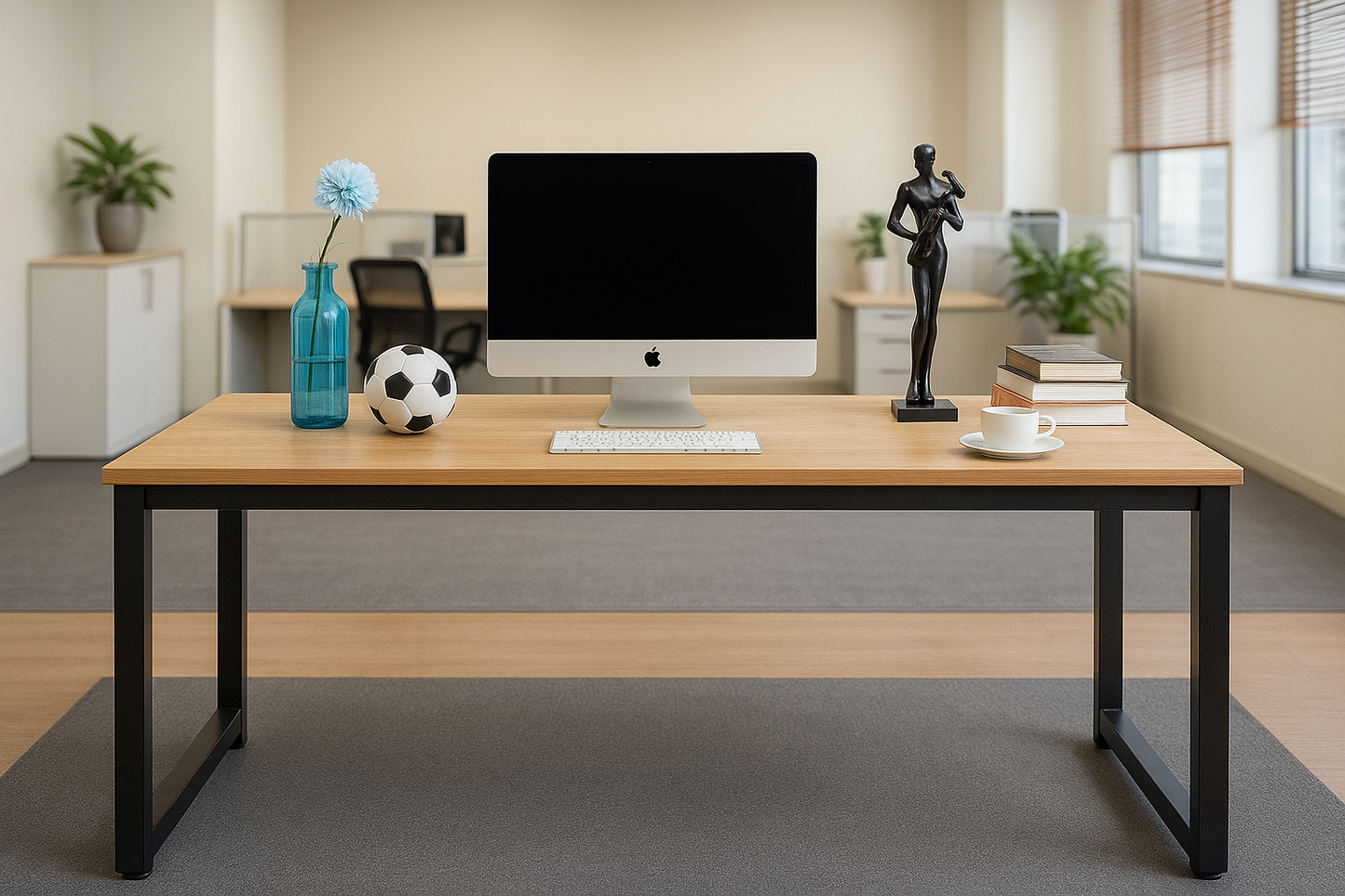 Desk 120 x 60 x 75CM - wooden and black - AZ1251