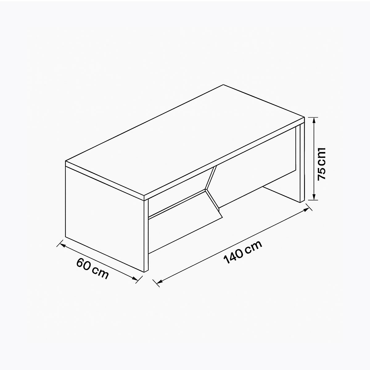 Desk 140 x 60x 75 - Beige and White - AZ1283