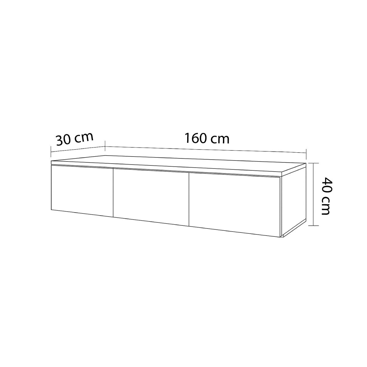 TV Table, 160 × 30 × 40 cm - White and Wooden - AZ30013