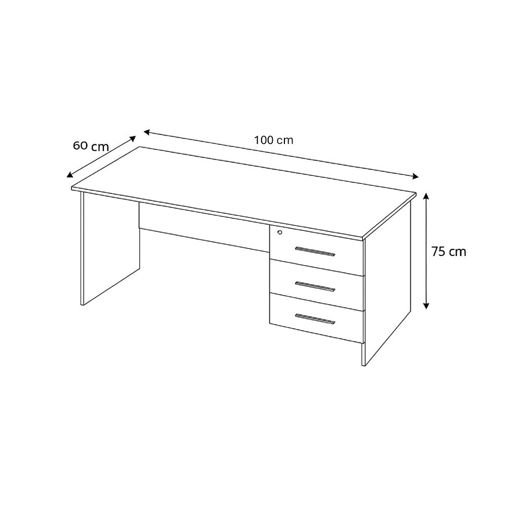 Desk 100×60×75 cm + Attached Drawer Unit – Brown – AZ5001