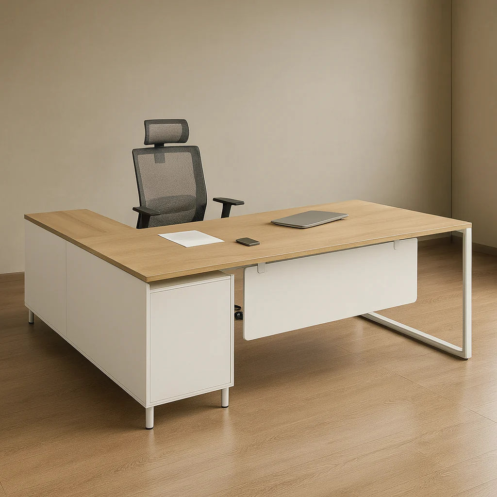 Manager's Desk 75*160*80 CM - Wooden and White - AZ12050