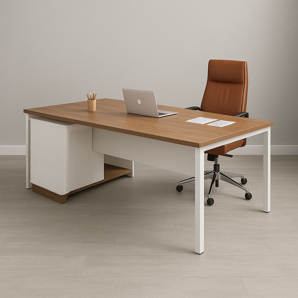 Manager's Desk 75*140*60 CM - Wooden and White - AZ12039