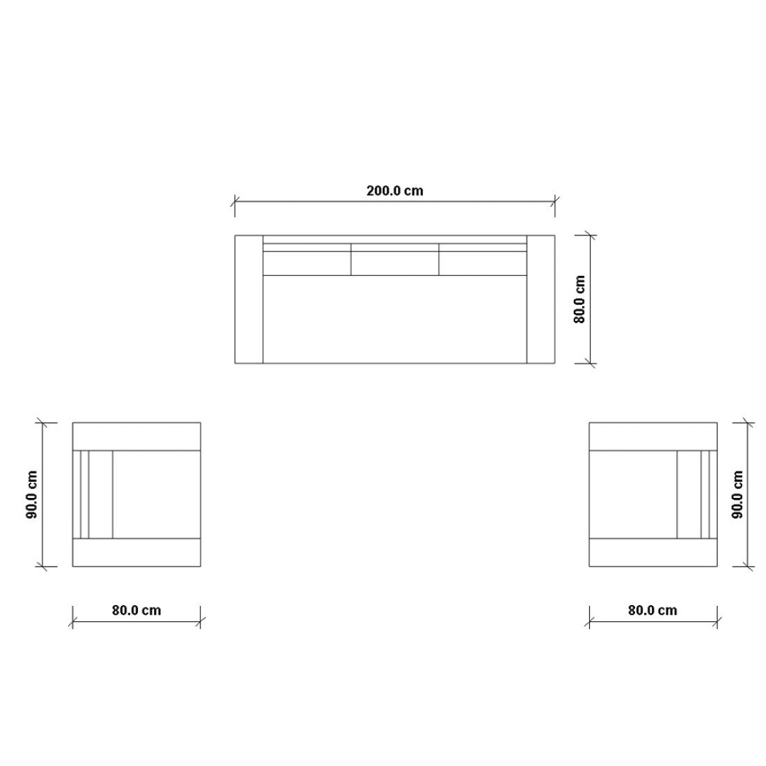 Modern Sofa Set 3 Pieces (Beech Wood, Plywood, Pine) – Color: Dark Gray – dark gray - izel