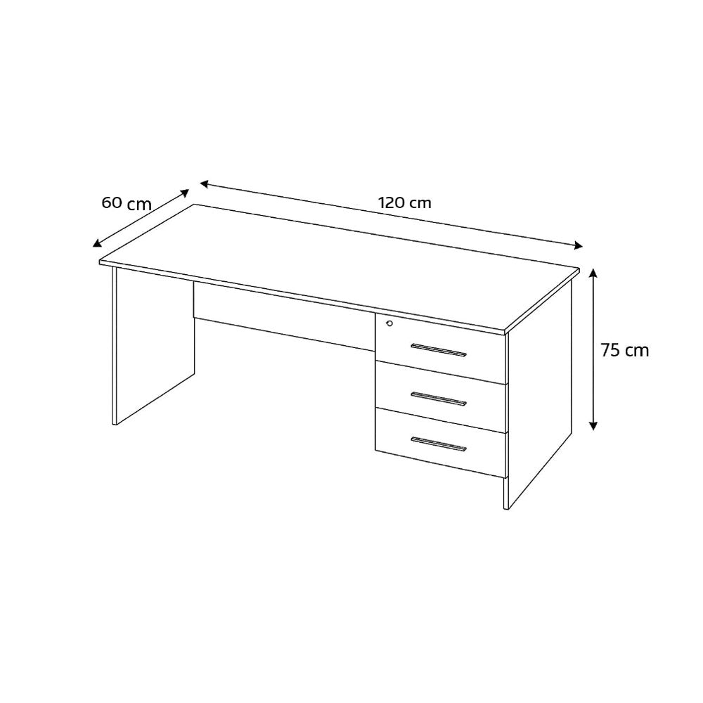 Desk 120×60×75 cm + Attached Drawer Unit – Wooden – AZ5004