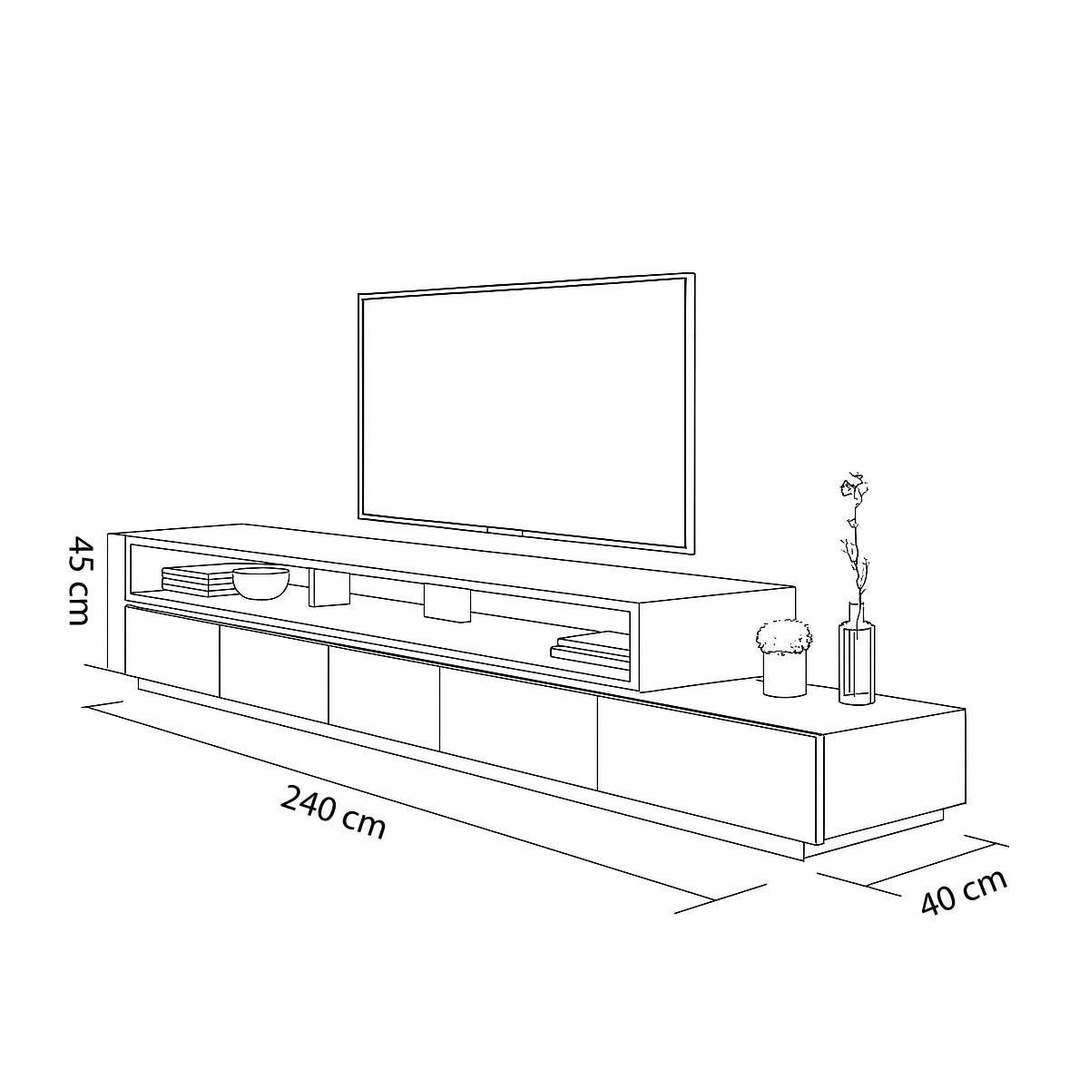 TV Table, 240 × 40 × 45 cm - MOD - AZ30014