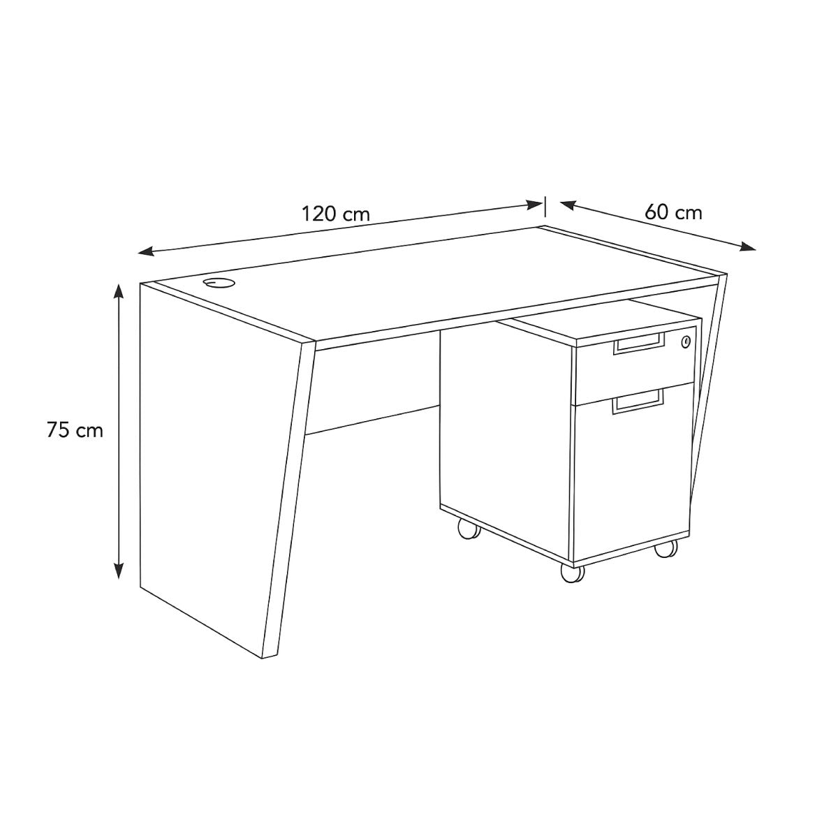 مكتب 120×60×75 سم + أدراج منفصلة – بيج وبني – AZ1282