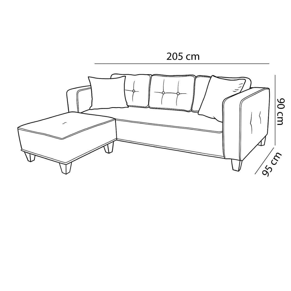 Modern Sofa + Pouf (Beech Wood, Plywood, Pine) – Color :Dark Beige- Marassi