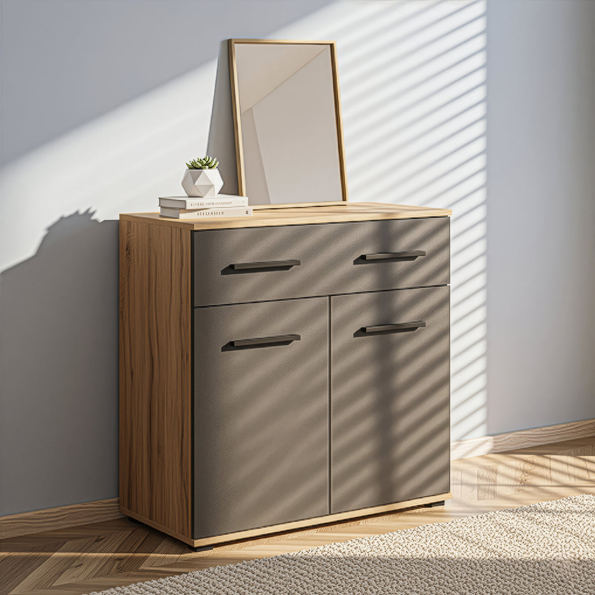 Unit Drawers, 70 × 35 × 85 cm - Grey and Wooden - AZ50070