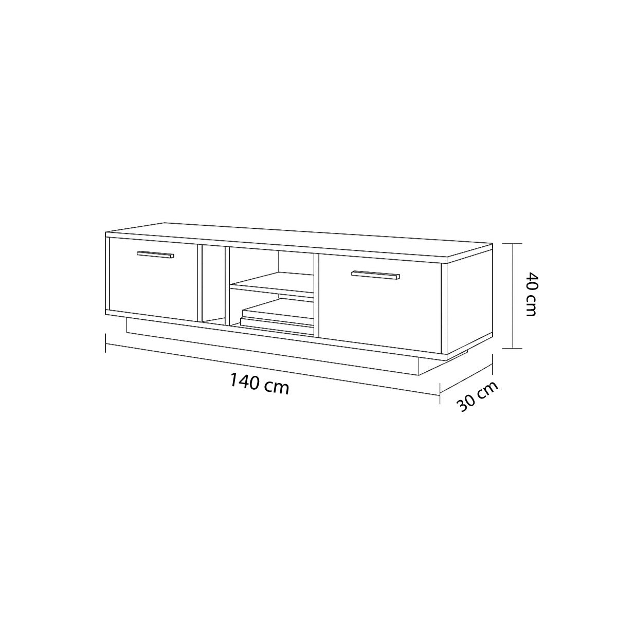 TV Table, 140 × 30 × 40 cm - Brown and Black - AZ30019