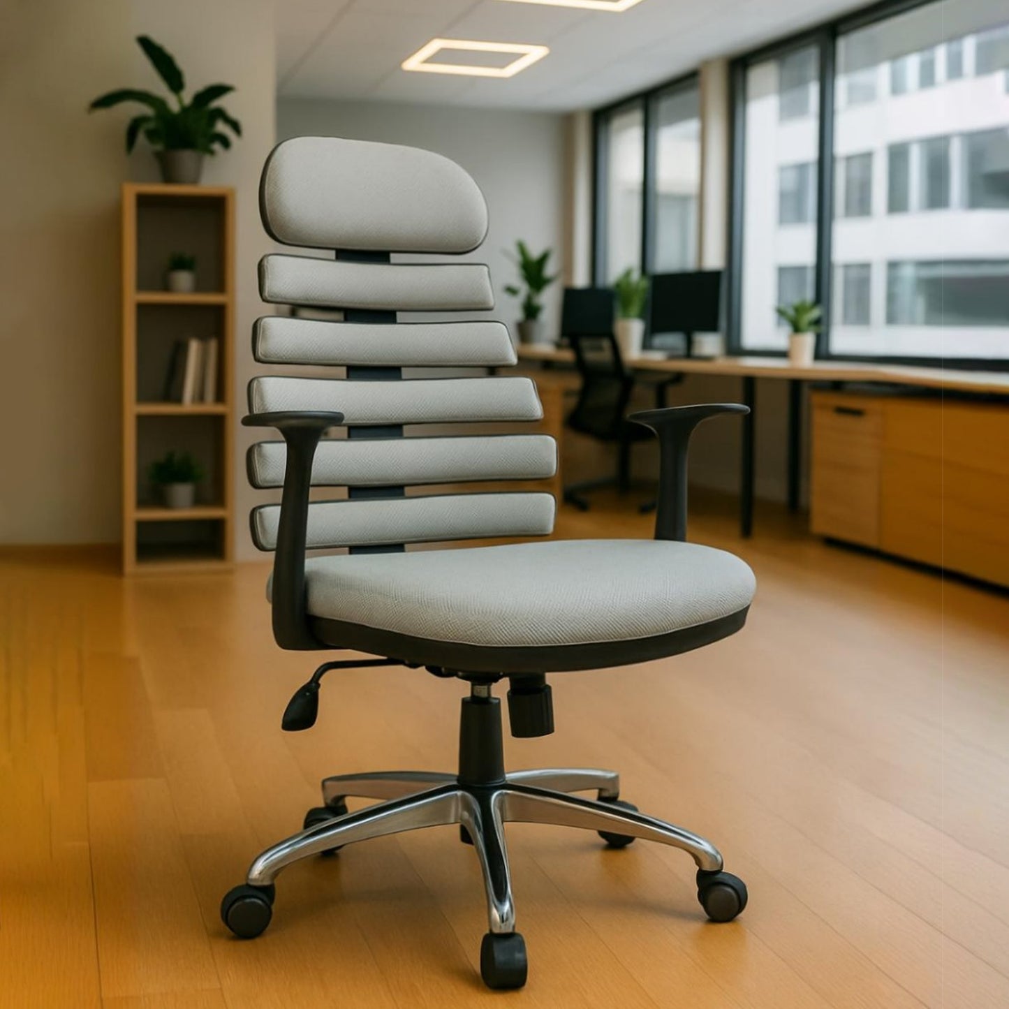 High Back Office Chair 120 x 64 x 63 cm - Grey - Zebra