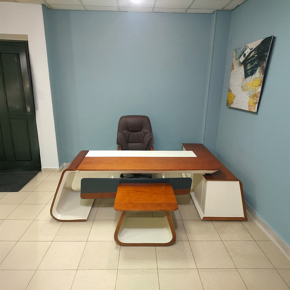 Desk 200 x 80 x 75 cm - Brown and white - AZ50001