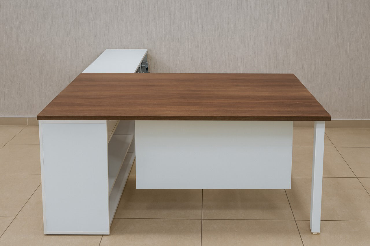 مكتب 160 × 80 × 75 سم - بني وأبيض - AZ50017