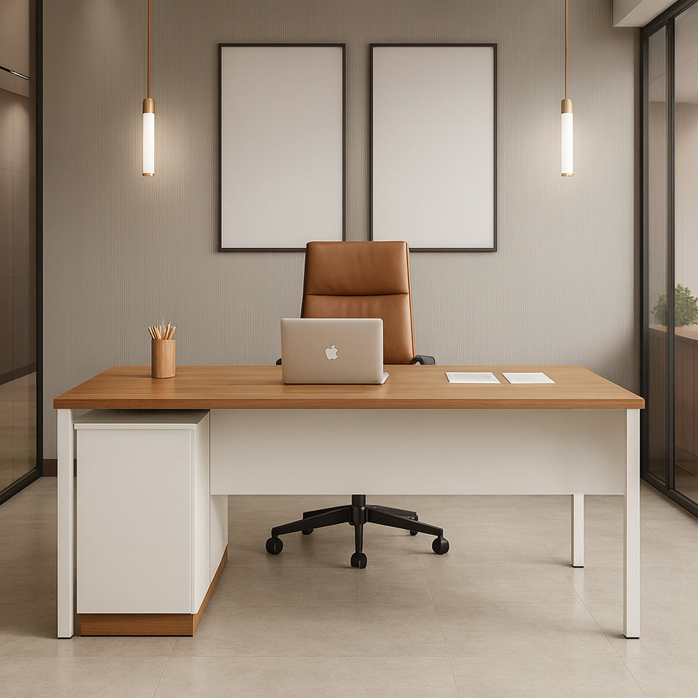 Manager's Desk 75*120*60 CM - Wooden and White - AZ120380