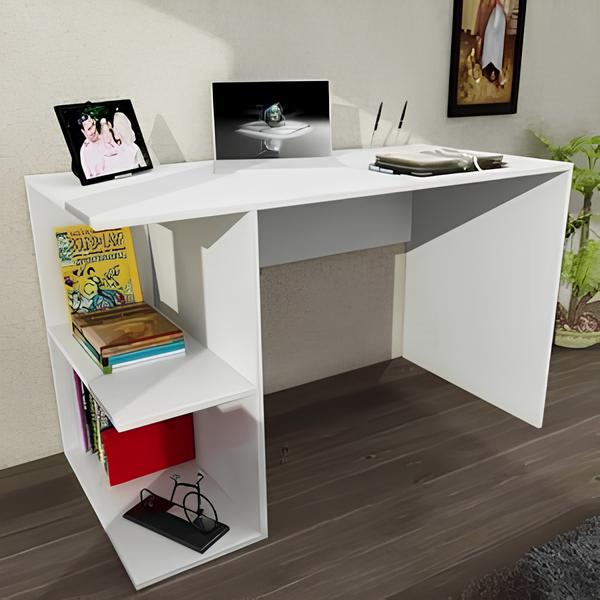 مكتب بمقاس 120 × 60 × 75 سم - أبيض وخشبي - AZ1173