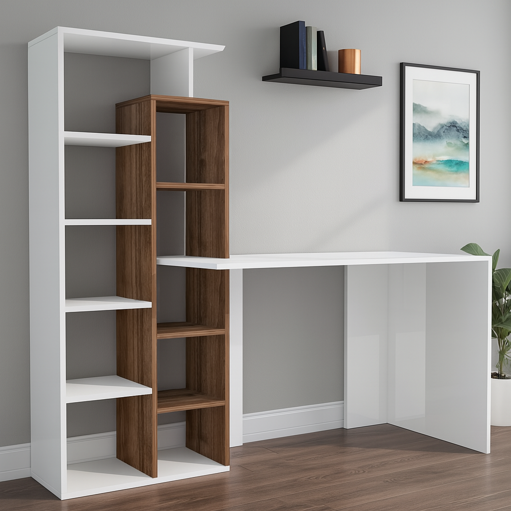 Desk 140 x 50 x 130 cm - White and Brown - AZ1010