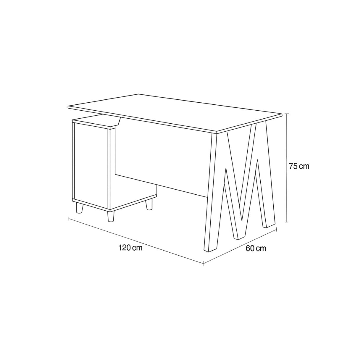 Desk 120 x 60 x 75 - wooden - AZ1277