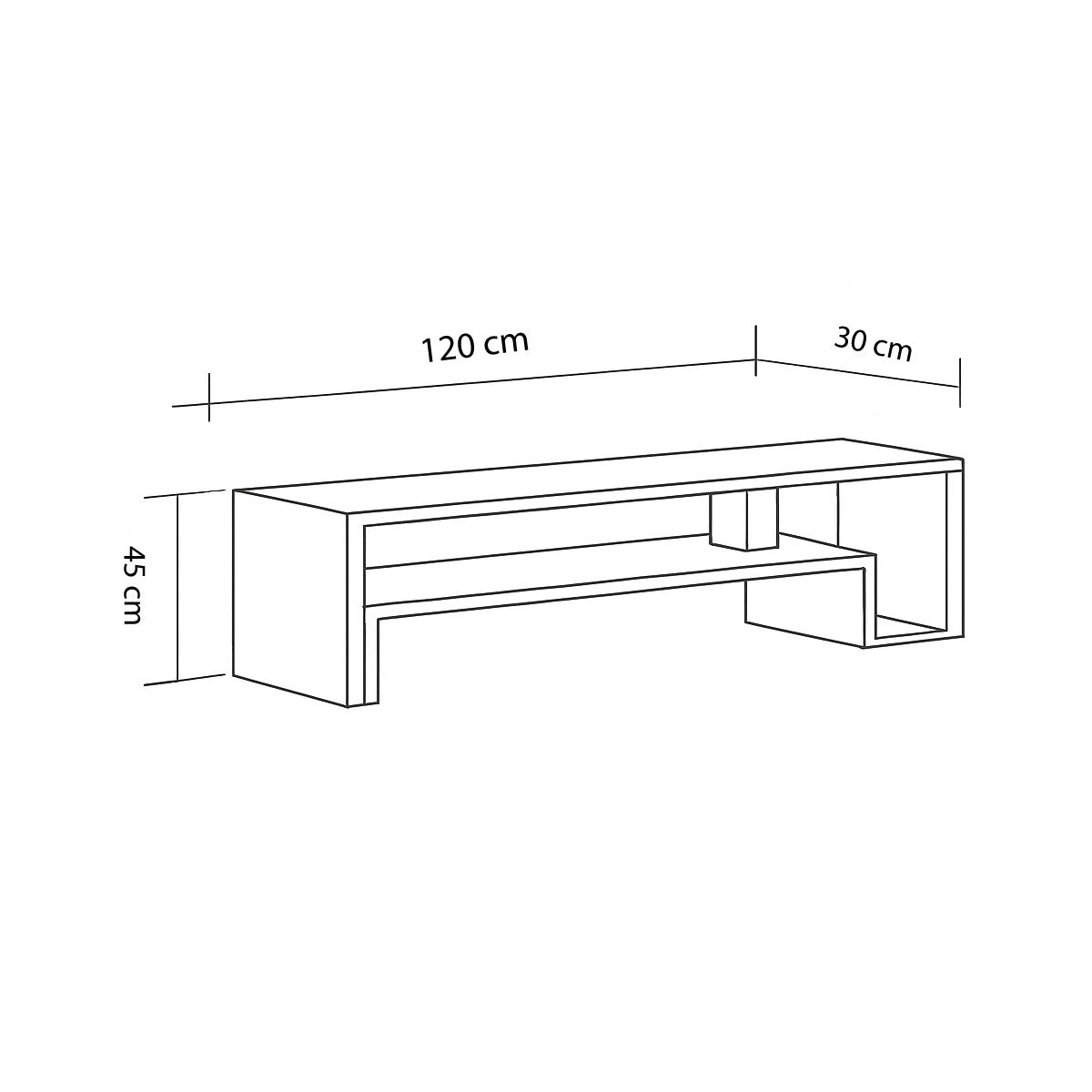 TV Table, 120 × 30 × 45 cm - Brown - AZ30020