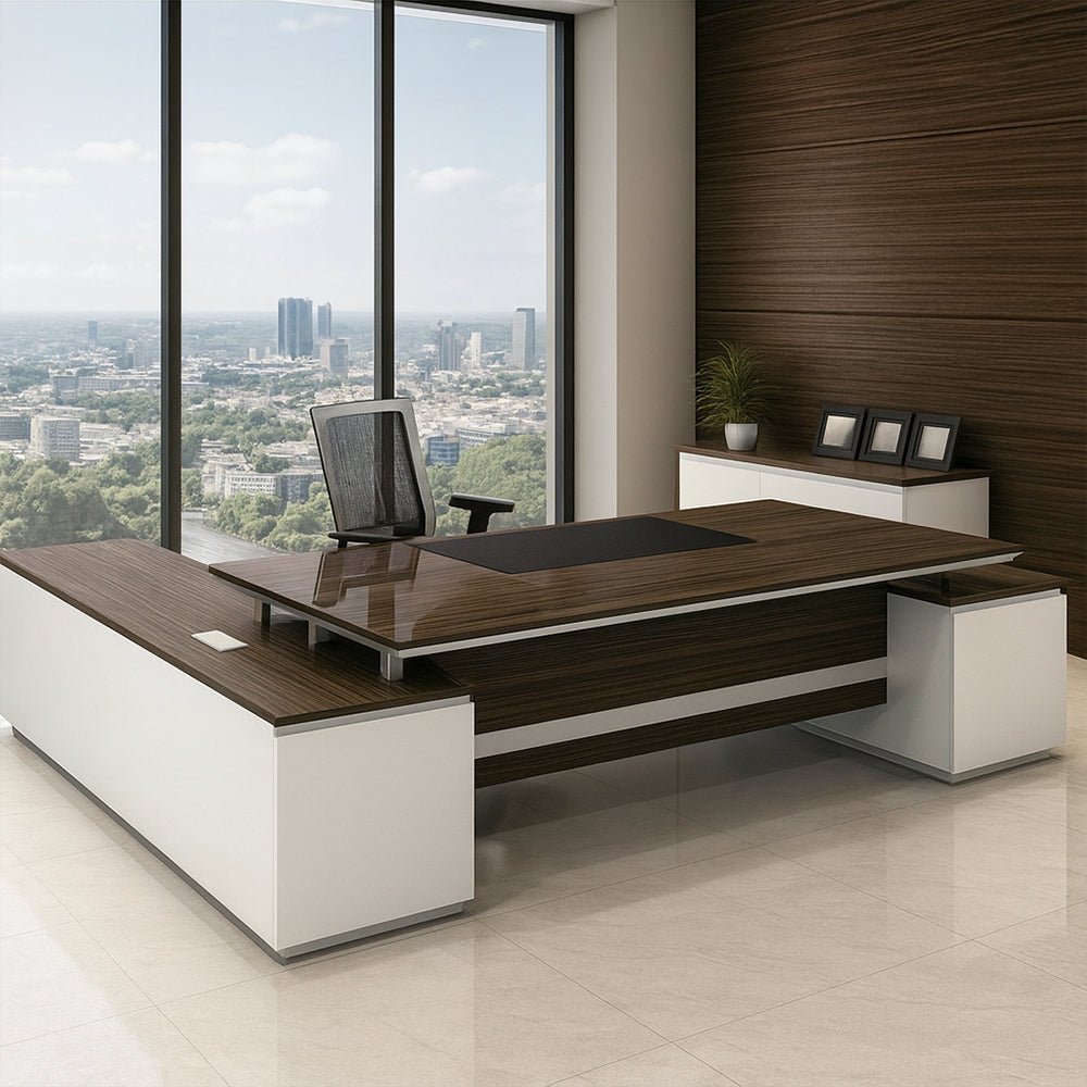 Manager's desk 200 x 80 x 75 - Brown and White - AZ1079