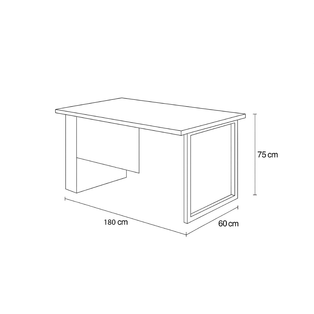 Desk 180 x 60 x 75 - wooden and black - AZ1275