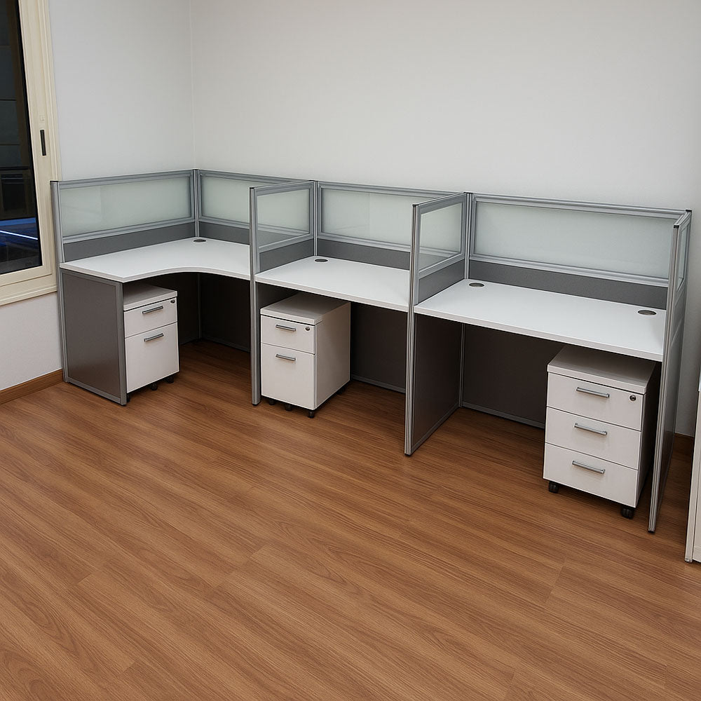 Workstation, 3.60m x 115 x 75 cm - White - AZ111243
