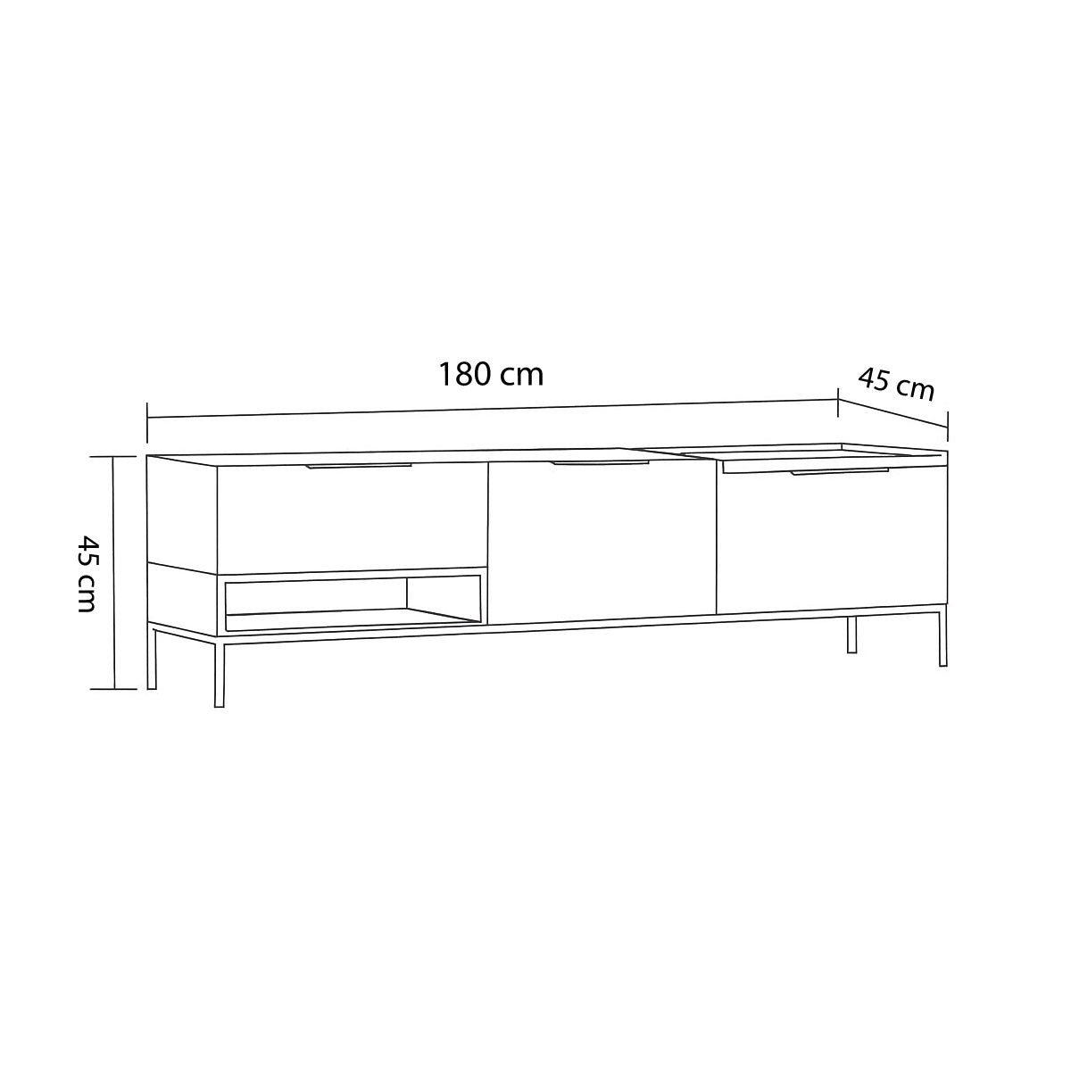TV Table, 180 × 45 × 45 cm - White and Wooden - AZ30023
