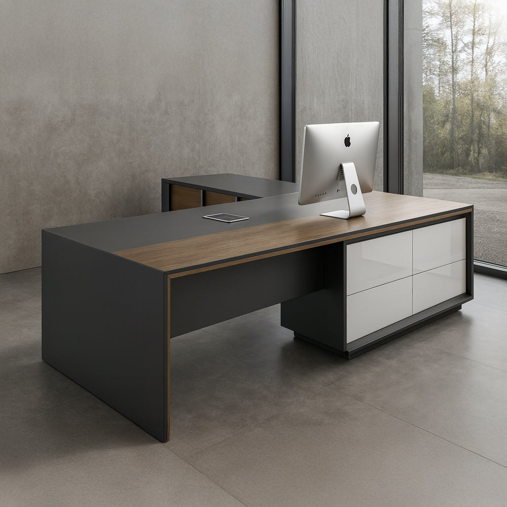 Desk 180*80*75 CM - Wooden and Black - AZ120115