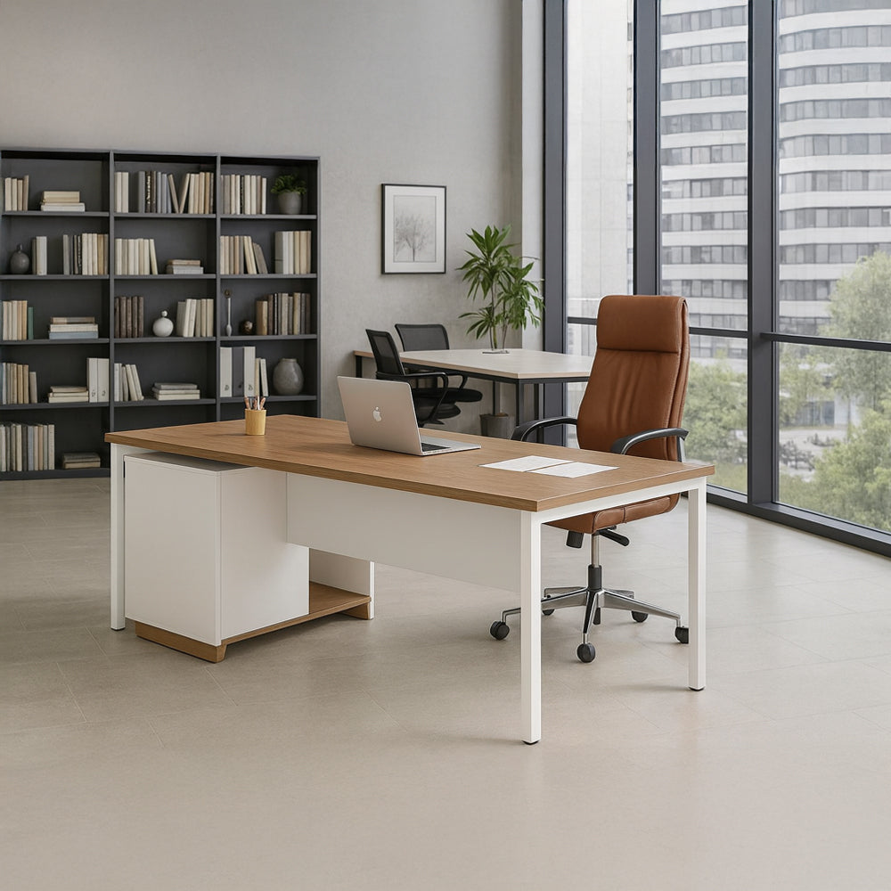 Manager's Desk 75*120*60 CM - Wooden and White - AZ120380