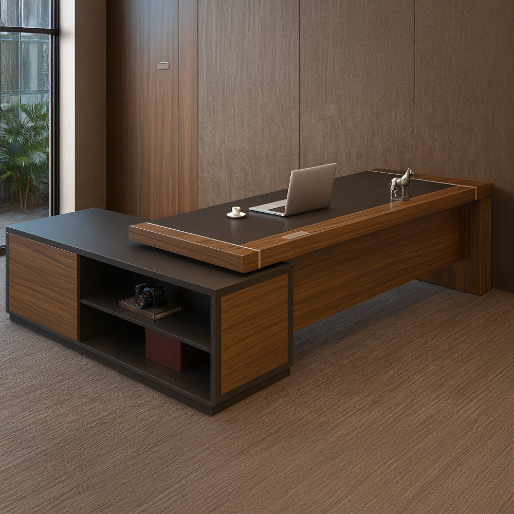 Manager's desk 220 x 80x 160- wooden and black- AZ1218