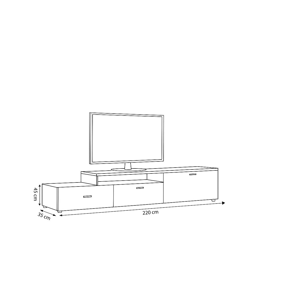 TV Table, 220 × 35 × 45 cm - MOD - AZ30027