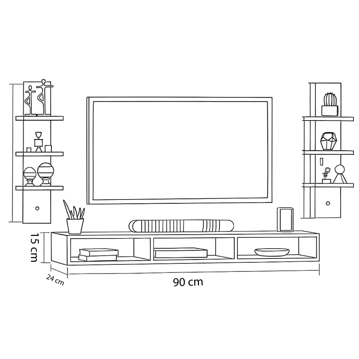 TV Table, 90 × 15 × 23 cm - White - AZ3002