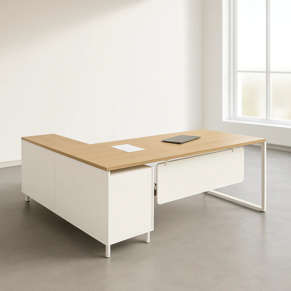 Manager's Desk 75*160*80 CM - Wooden and White - AZ12050
