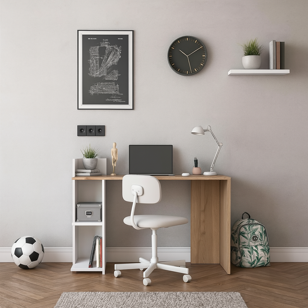 Desk 120 x 40 x 80 cm - White and Brown - AZ1077