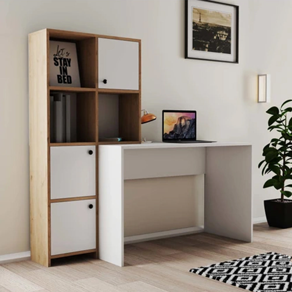 Desk 140x 50x 140 cm - wooden and white- AZ1180