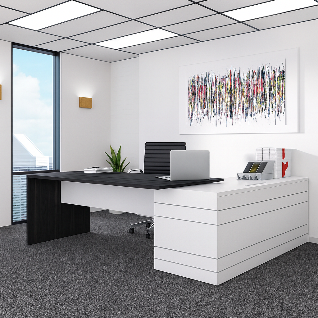 Desk 200 x160 x 80 cm - black& white - AZ1107
