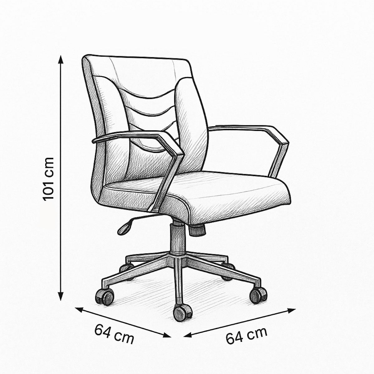 Mid-Back Executive Office Chair 101*64*64 cm - Black - Prince