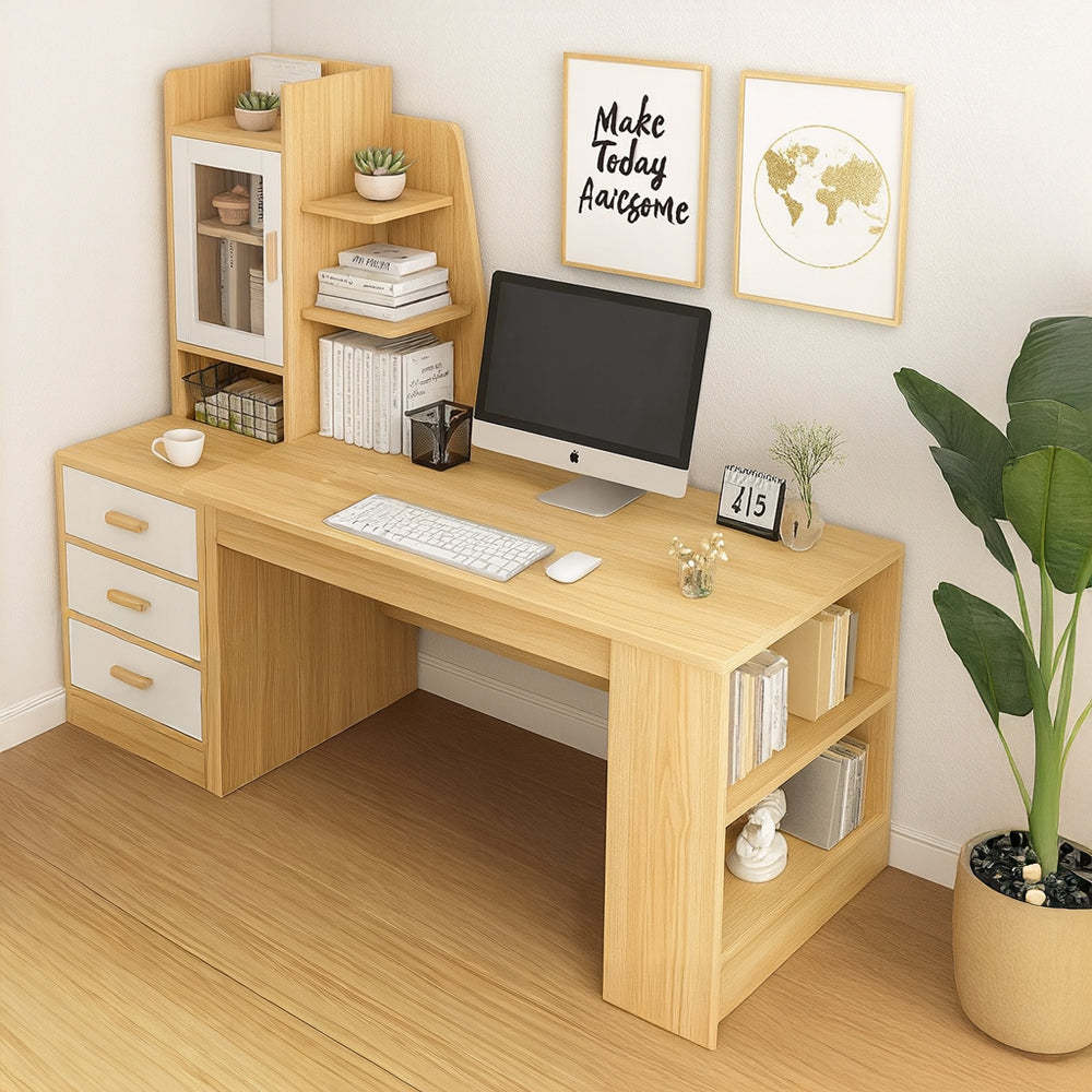Desk 140x 50x 140 cm - wooden and white- AZ1178