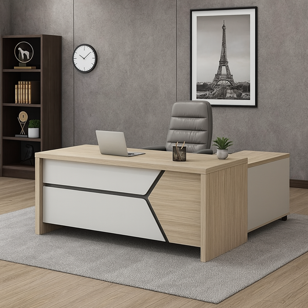Desk 140 x 60x 75 - Beige and White - AZ1283