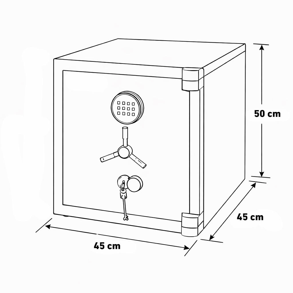 خزينة حديدية – ديجيتال + مفتاح – الارتفاع 50 سم × العرض 45 سم × العمق 45 سم – MH-500