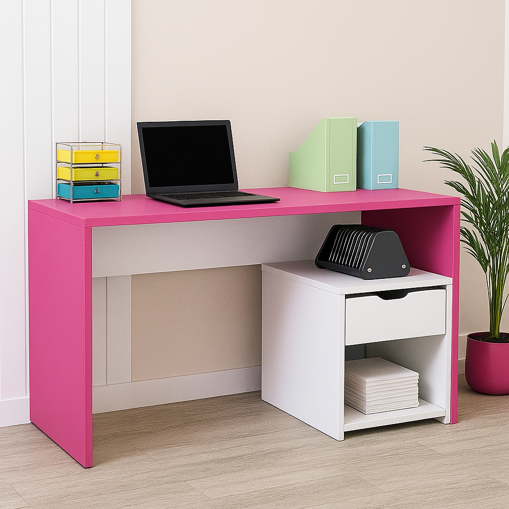 Desk 120 x60 x74cm -wooden & white - AZ1099