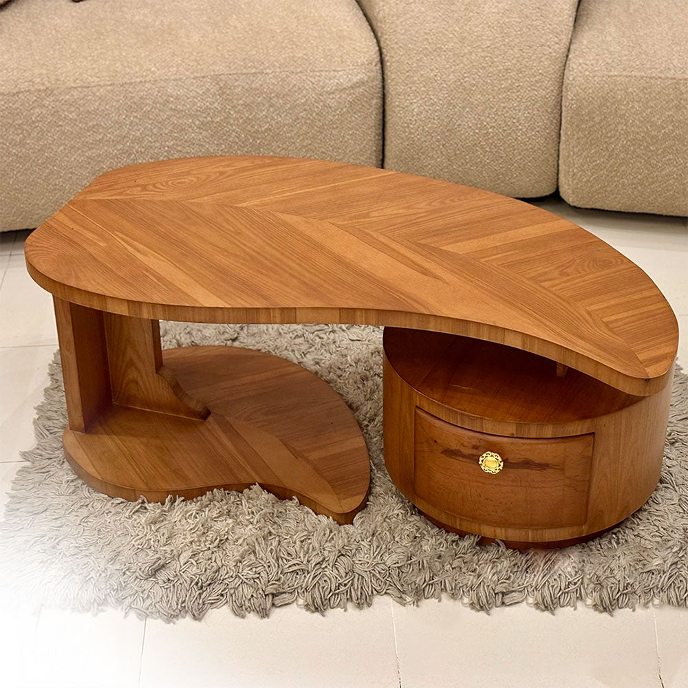 Unique Modern Kidney-Shaped Coffee Table with Drawer