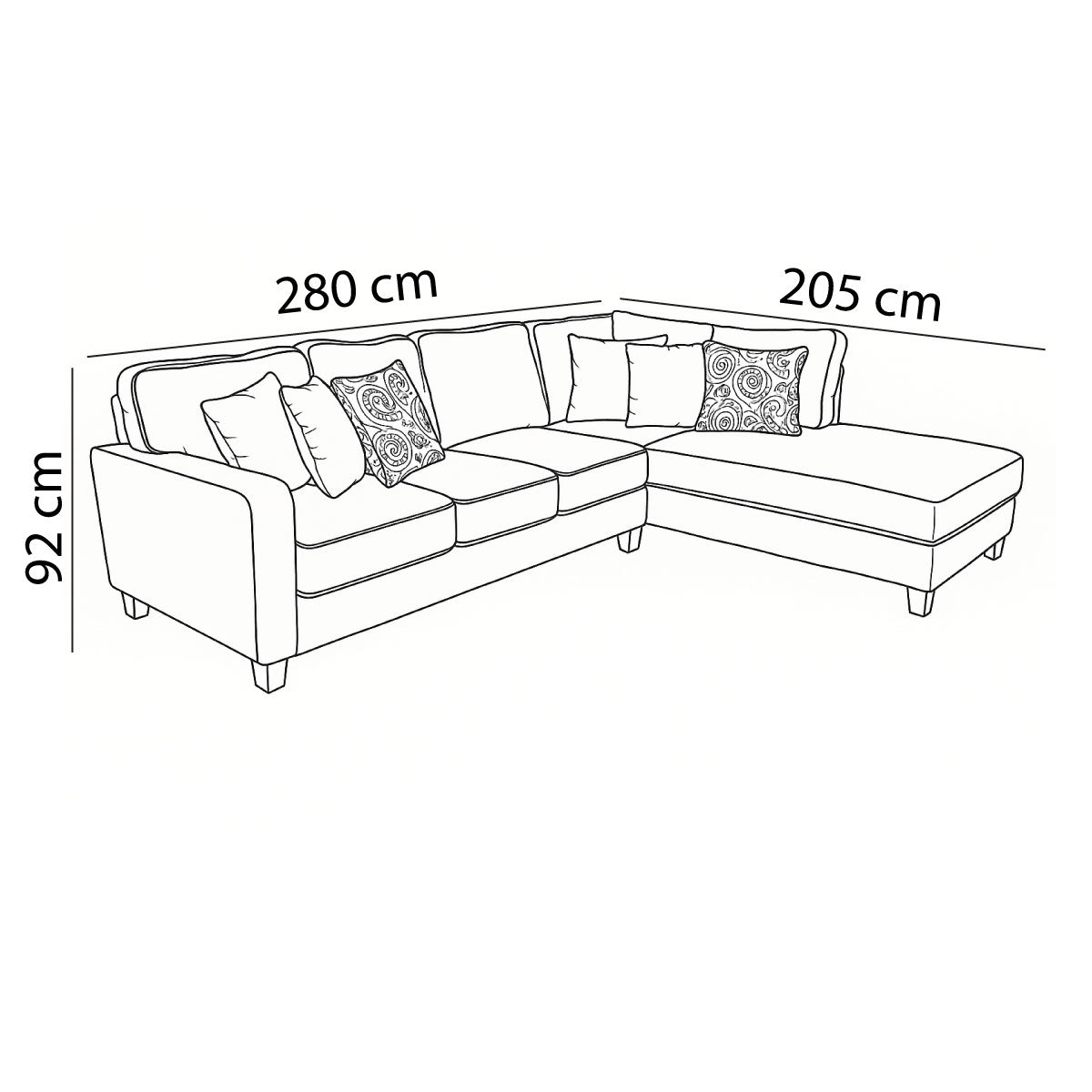 Home Corner Sofa (MDF, Plywood) – Maroon – Loura